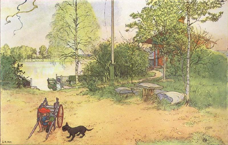 Carl Larsson Our Coourt-Yard oil painting image